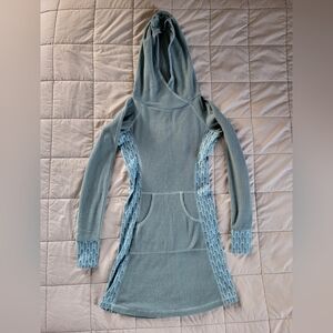 Youer x Salmon Sisters hooded fleece Treasure dress green fish XXS